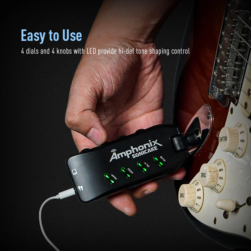 AMPLIFICADOR GUITARRA ELECTRICA PORTATIL SONICAKE CON MULTI EFECTOS, AMPHONIX QAP-10 - Image 2