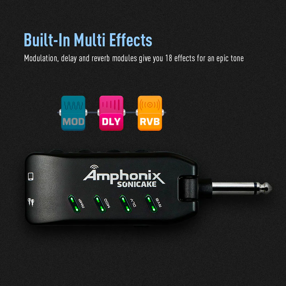 AMPLIFICADOR GUITARRA ELECTRICA PORTATIL SONICAKE CON MULTI EFECTOS, AMPHONIX QAP-10 - Image 5