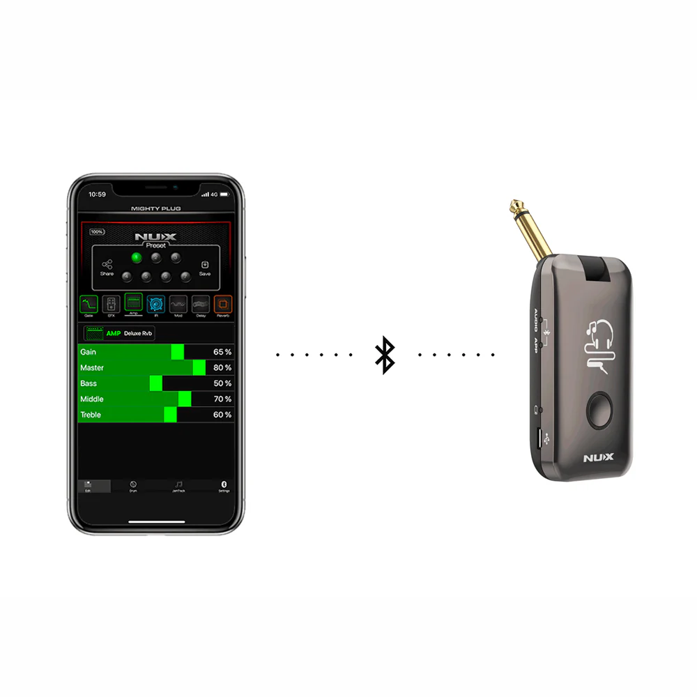 AMPLIFICADOR PARA AURICULARES PORTATIL GUITARRA Y BAJO ELECTRICO NUX MP-2 MIGHTY PLUG - Image 2