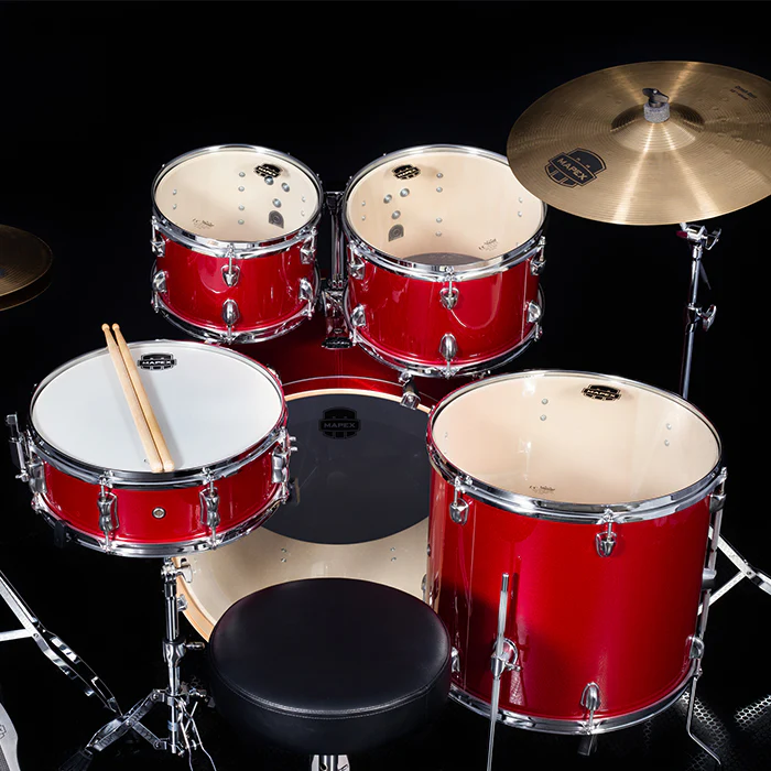 BATERIA MAPEX 5 PIEZAS FUSION VENUS SERIES,CRIMSOM RED SPARKLE,SILLA VE5294FTVM - Image 3