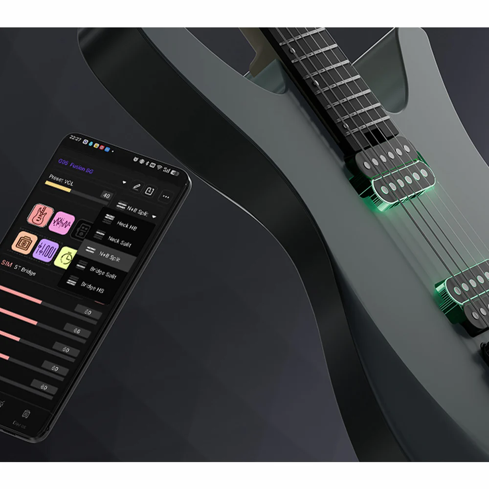 GUITARRA ELECTRICA INTELIGENTE DIVITONE, 100 EFECTOS Y PRESETS, USB, NEBULA FADE MF STUDIO DSG-10NF - Image 8