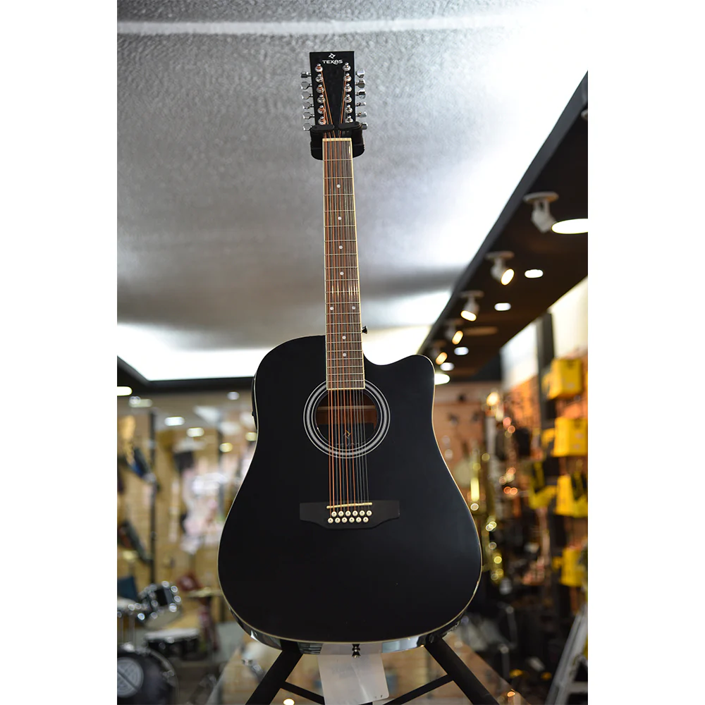 GUITARRA ELECTROACUSTICA TEXAS 12 CUERDAS DREADNOUGHT 44", AF8A8CE12 BLACK - Image 5