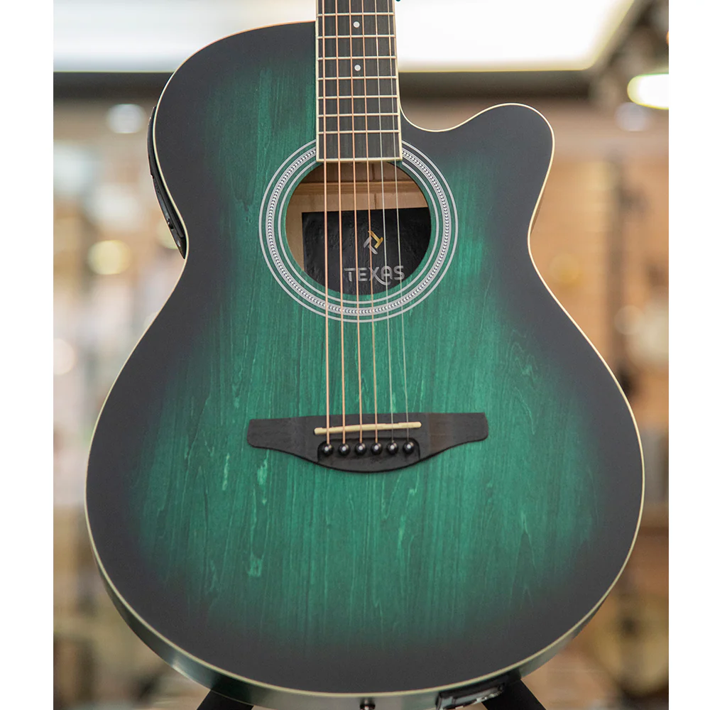GUITARRA ELECTROACUSTICA TEXAS 40", AF-H00LCE-BL GREEN - Image 2