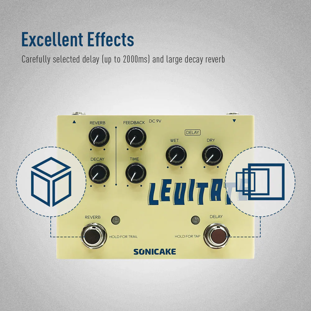 PEDAL GUITARRA ELECTRICA SONICAKE DELAY/REVERB, LEVITATE QDS-02 - Image 5